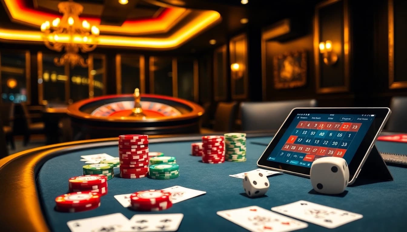 Experience the thrill of gambling at 88i with vibrant poker chips and a spinning roulette wheel.