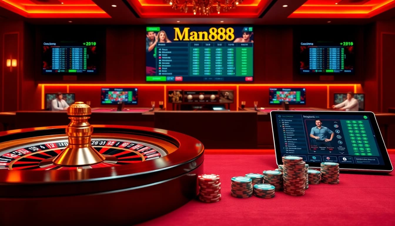 Man88 players engaging in thrilling casino games, exploring betting strategies and immersive experiences.