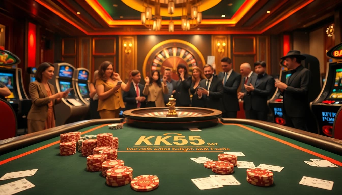 Experience the thrill of gambling at KK55 with an exciting poker game and lavish casino environment.