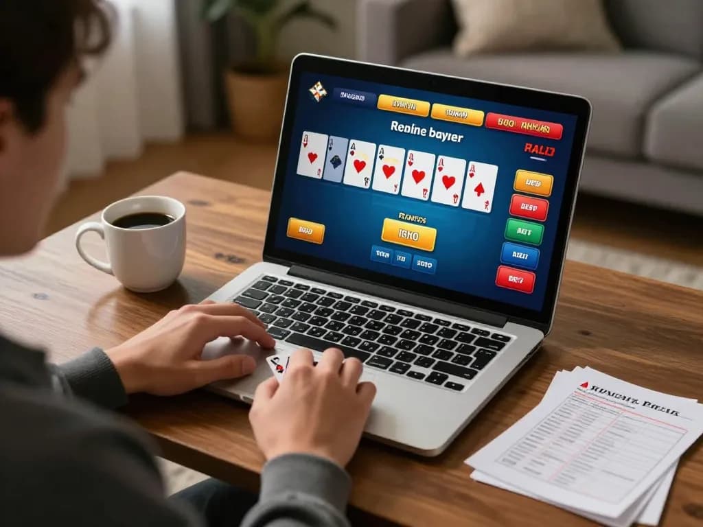 Casual online blackjack gameplay with casinoatlas insights in a home setting.