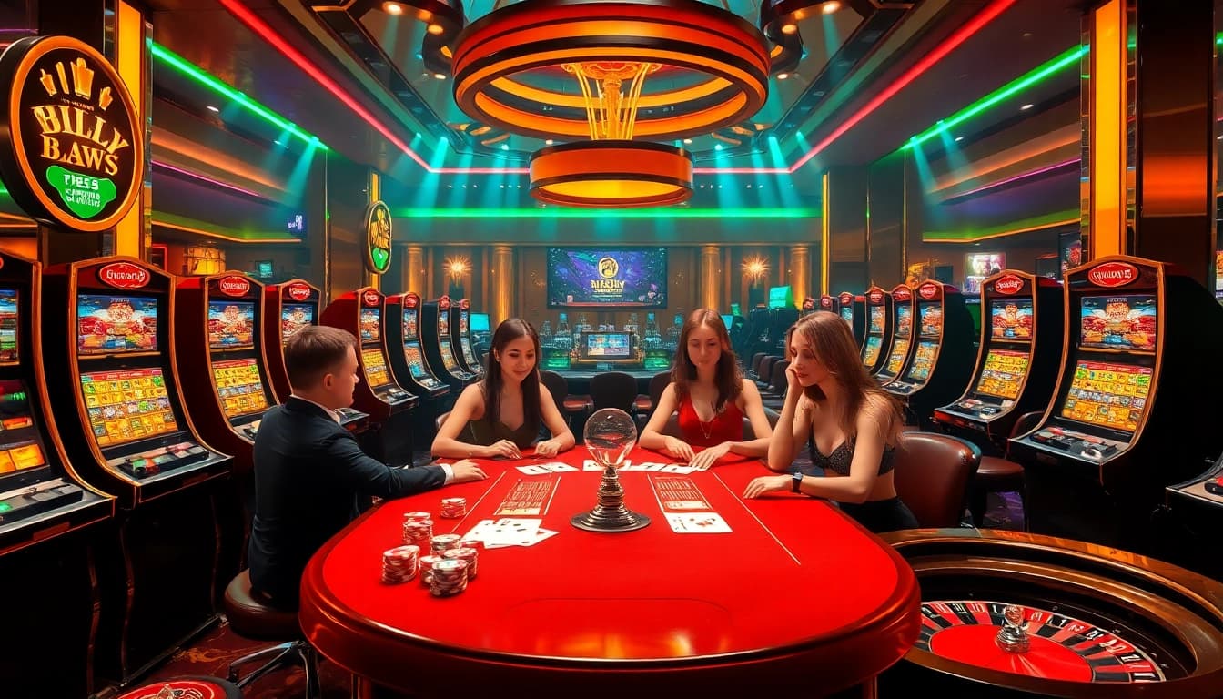 Experience the thrilling vibes of 555win with vibrant casino games and players at the table.