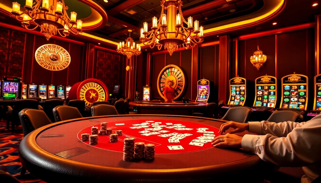 Engage in thrilling gameplay at https://impactxoft.com with a luxurious casino scene featuring poker and roulette.