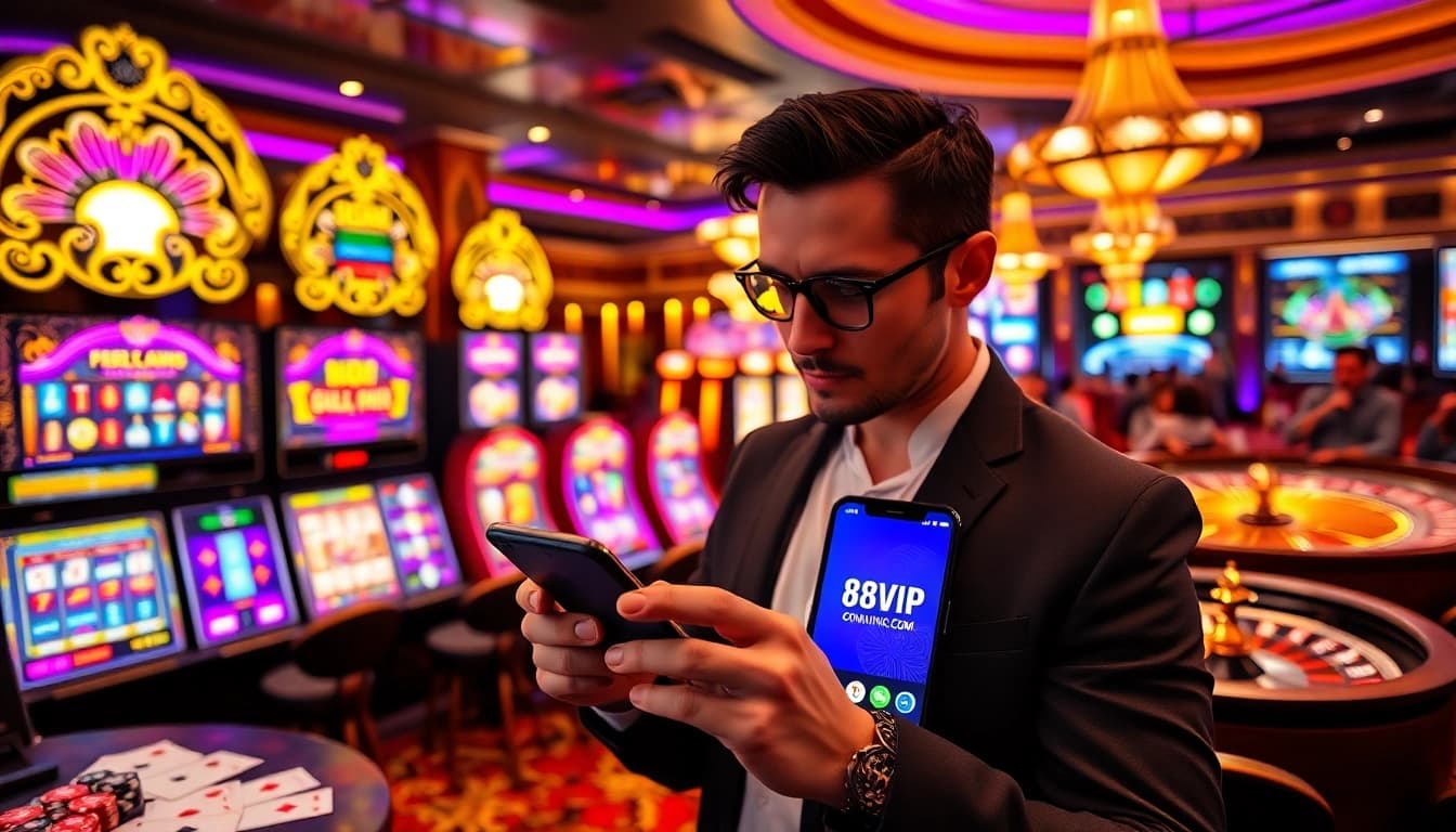 Engaging scene depicting a player using 68VIP.COM to experience online gambling excitement.