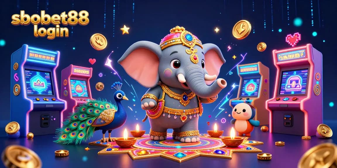 Experience sbobet88 login with a vibrant illustration showcasing Asian-style gaming elements and bold casino features.