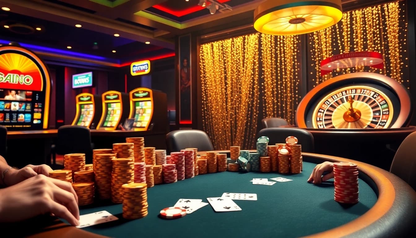 Exciting gambling action with poker chips and slot machines at https://68vip.bz/ online casino.