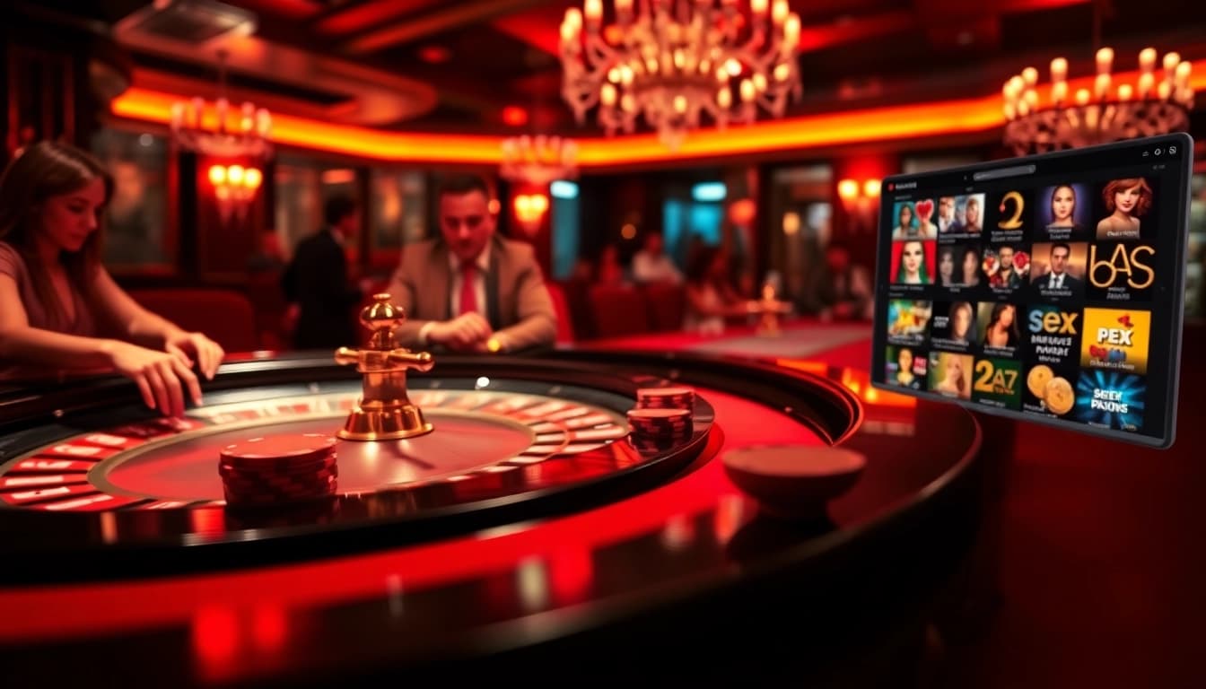 Engage in thrilling casino gameplay surrounded by vibrant environments and popular sex game titles.