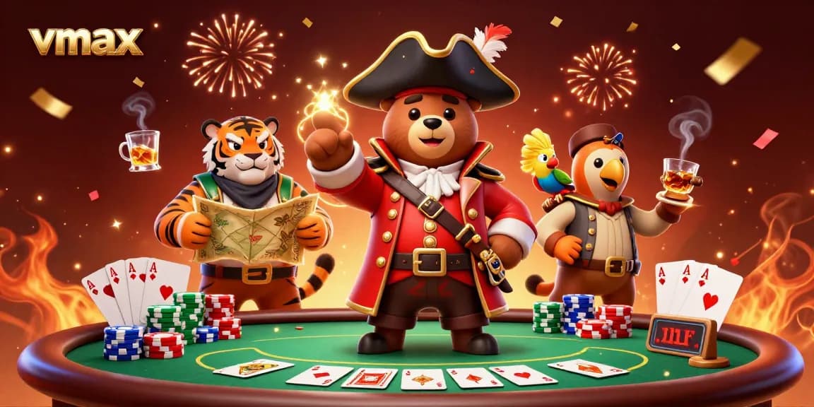 Experience lively wins and excitement at vmax with colorful poker and winning characters.