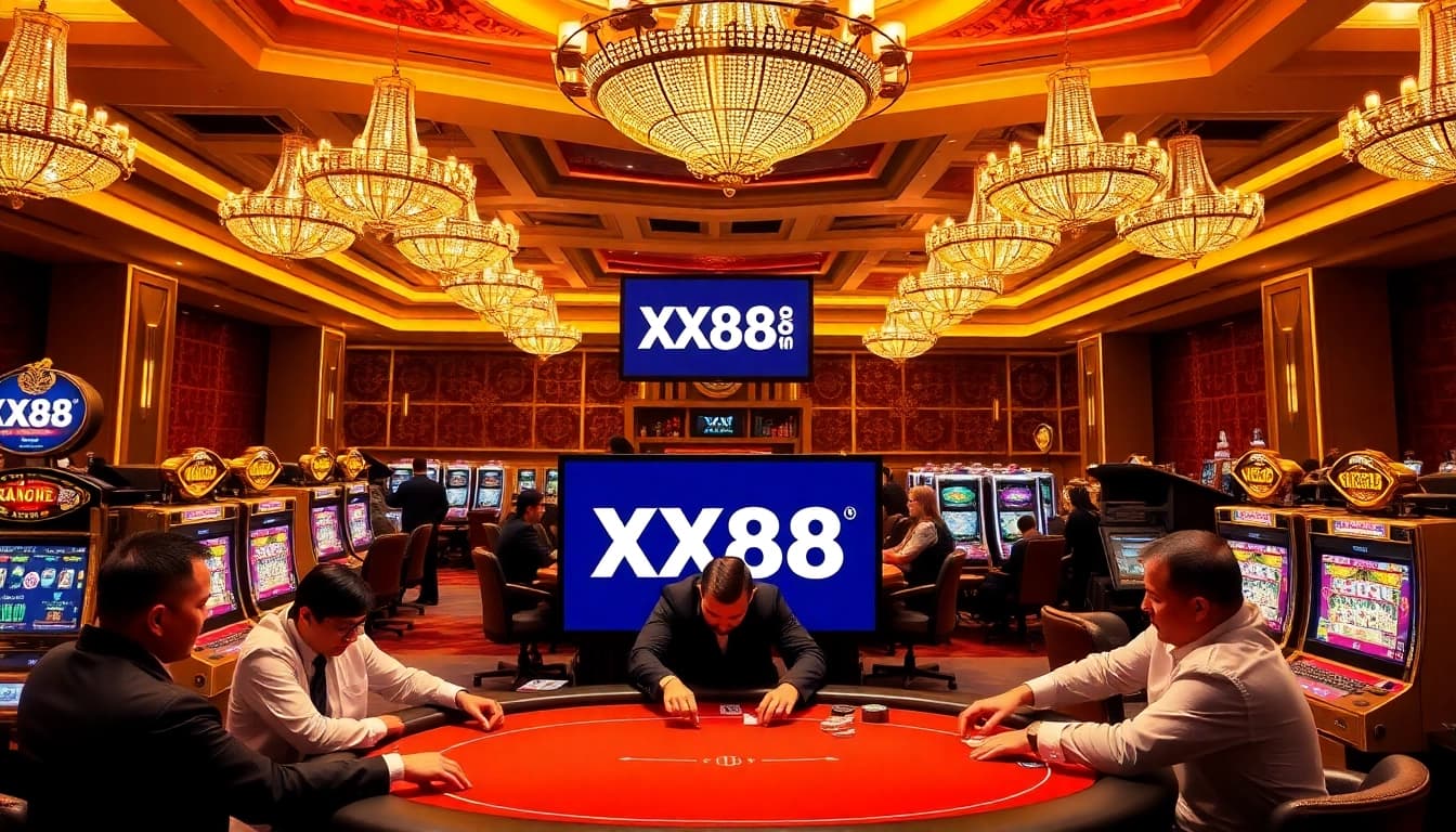 Exciting poker game session at XX88 casino, showcasing luxury and strategic play.