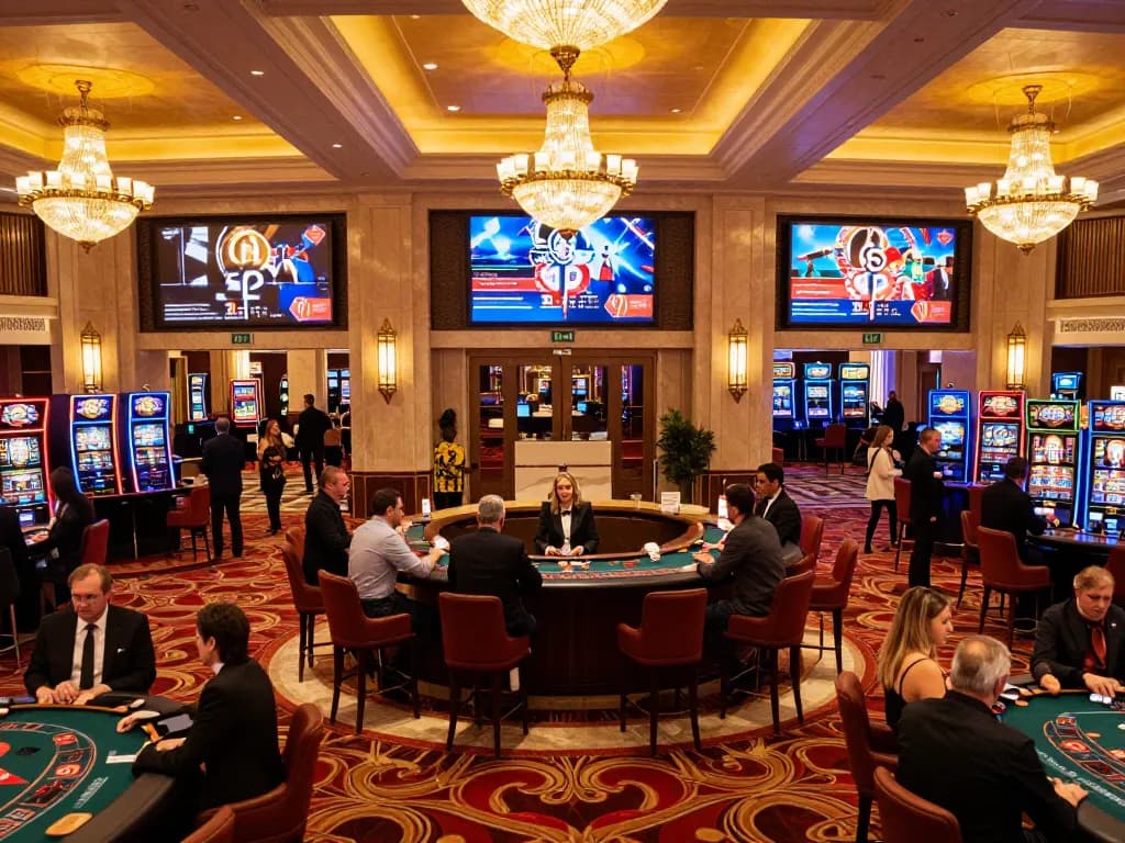 Experience the vibrant atmosphere of LuckyIndex with players engaged in casino action.