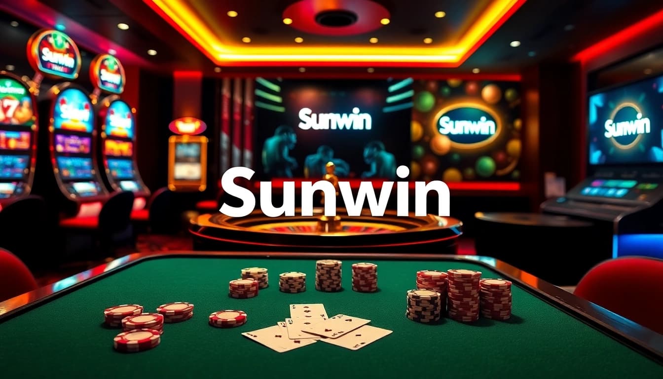 Experience the excitement of Sunwin with vibrant gaming action at a luxurious casino table.