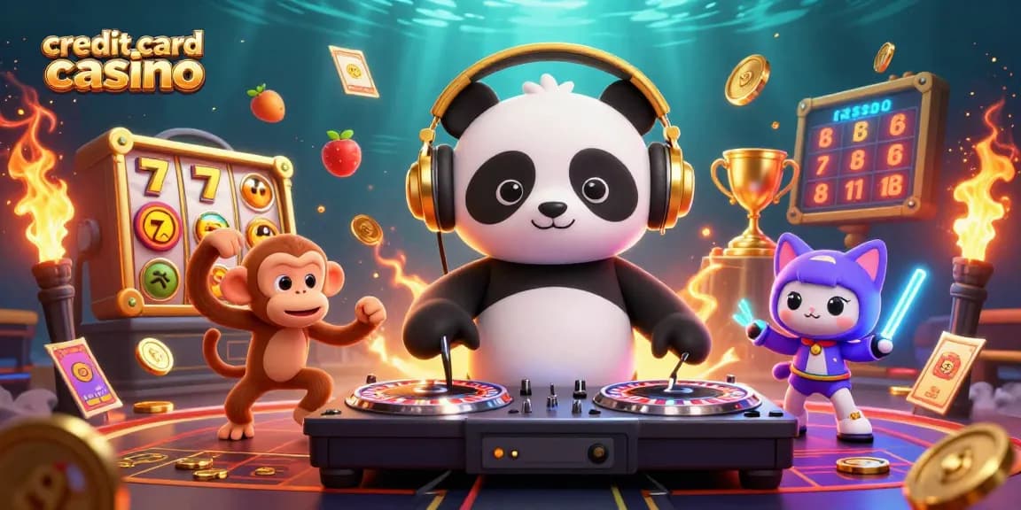 Experience the excitement of credit card casino gaming with vibrant characters and dynamic elements.