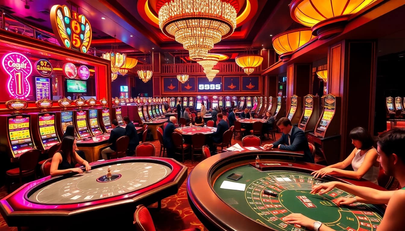 Busy casino setting at 88i featuring vibrant games and excited players.