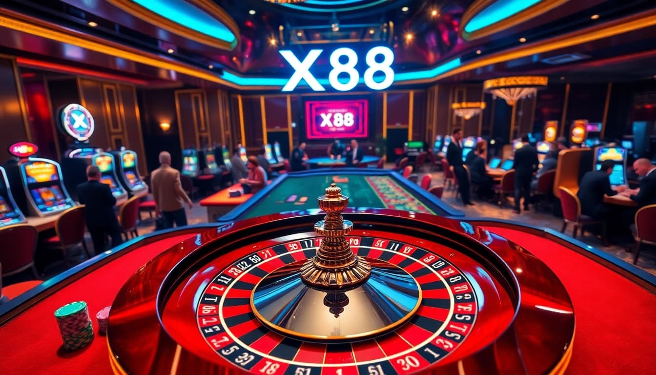 Experience the thrill of casino gaming at XX88 with vibrant roulette wheels and exciting bets.