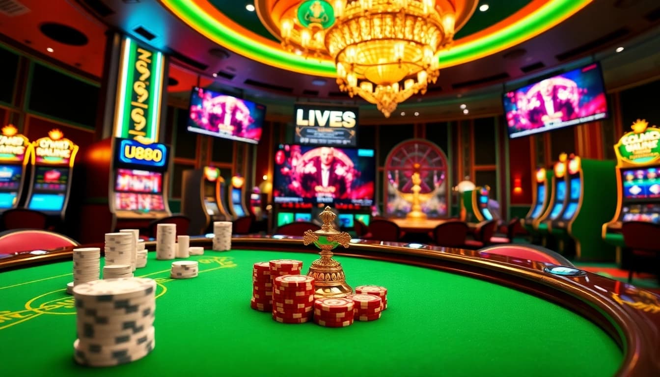 Engage in thrilling gameplay at u888 with vibrant casino tables and slot machines.