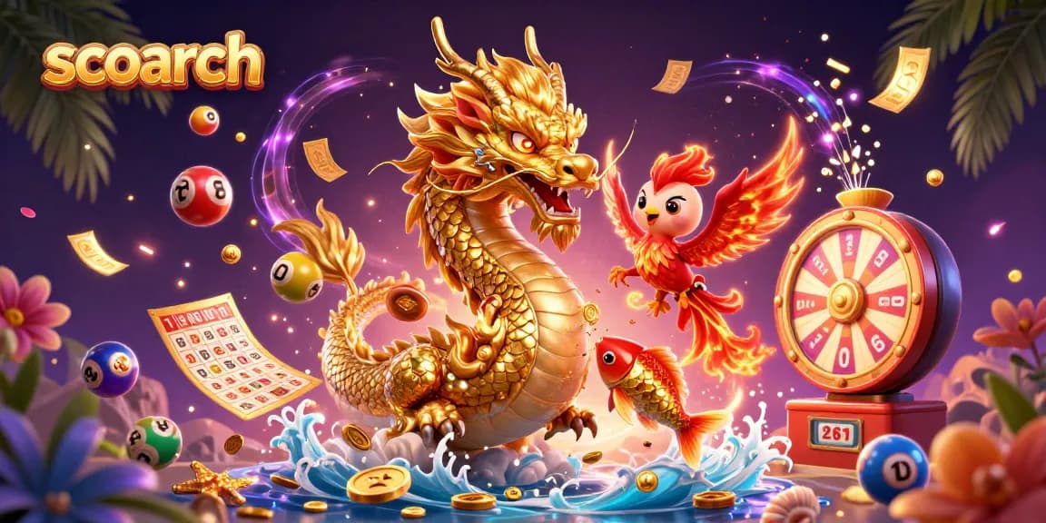 Experience thrilling gameplay at scoarch with vibrant lottery and casino elements in a dynamic scene.