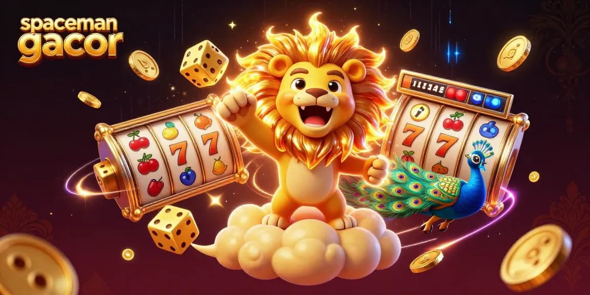 Experience thrilling wins with spaceman gacor, featuring vibrant slot reels and golden symbols in dynamic casino action.