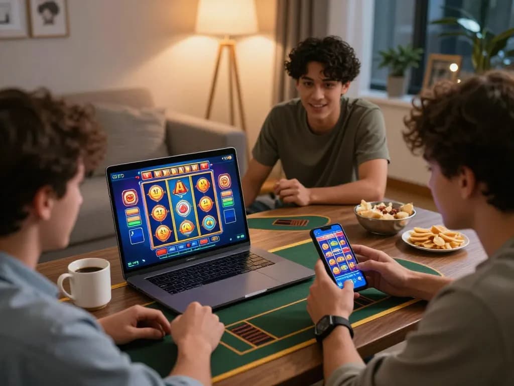 Enjoying a thrilling game on nhà cái gg88, players engaged in online slots on their devices.