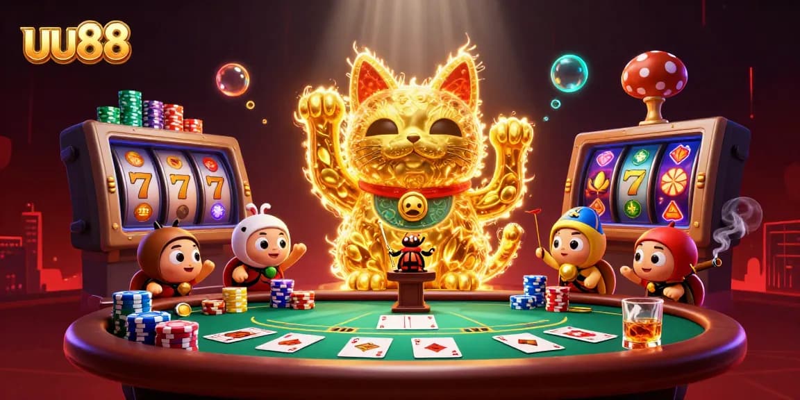 Engage with the luck of uu88 through a vibrant casino illustration showcasing dynamic game elements.