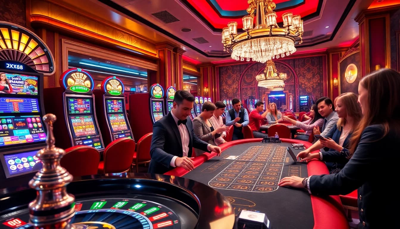 Gamble strategically with XX88 poker chips at a luxurious casino table.