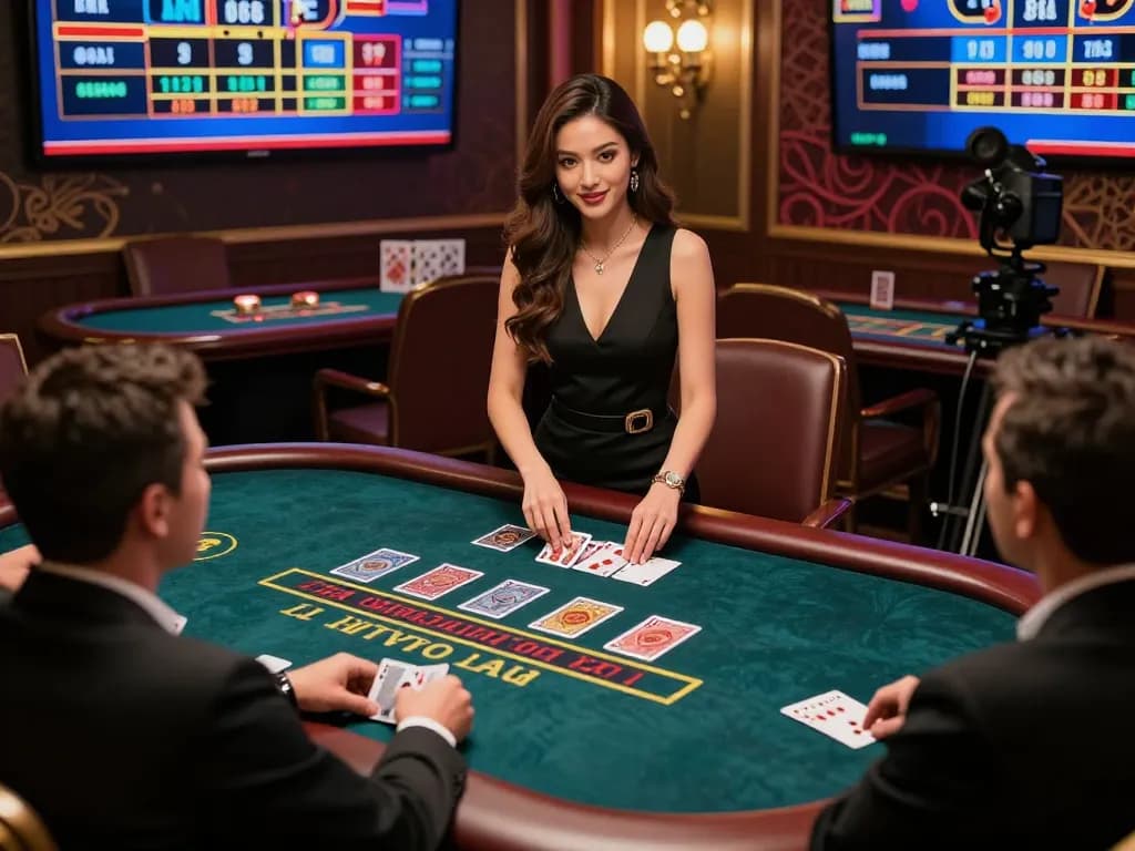 Players engaging at CM88 online casino's live dealer game with dynamic betting options and elegant ambiance.