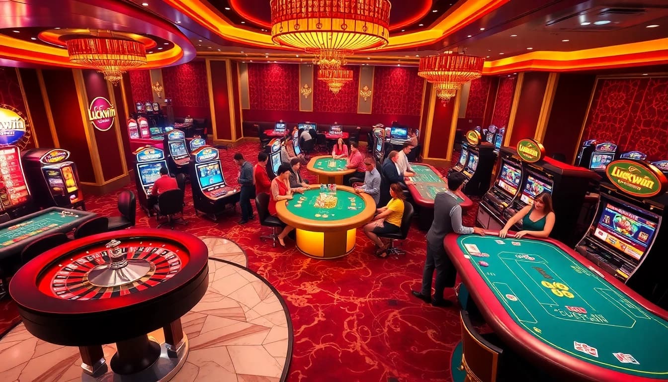Experience thrilling gameplay at the Luckywin casino with vibrant chips and engaging games.