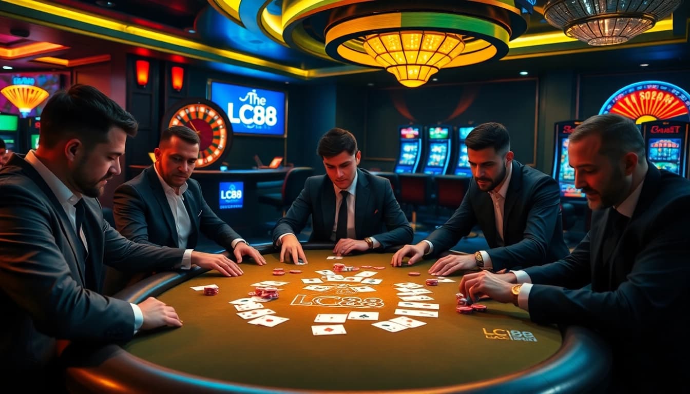 Players enjoying an exciting round of poker at LC88, showcasing strategy and high stakes.