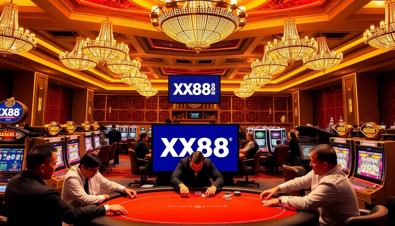 Exciting poker game session at XX88 casino, showcasing luxury and strategic play.
