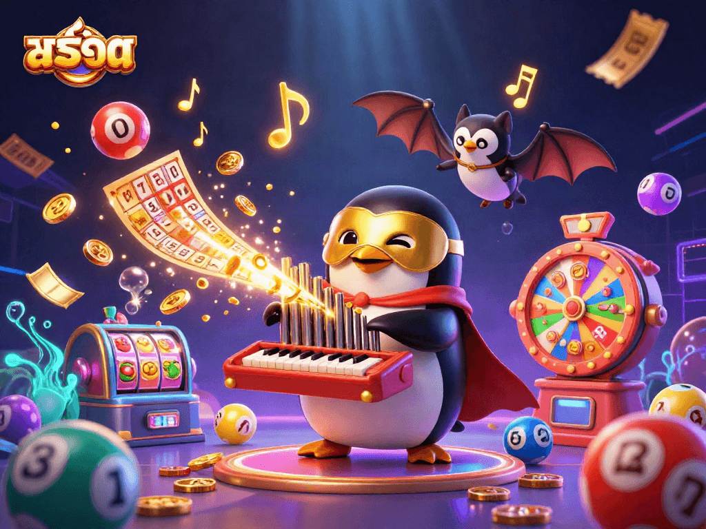 Engage withสล็อต-themed gambling featuring a penguin organist and vibrant lotto elements.