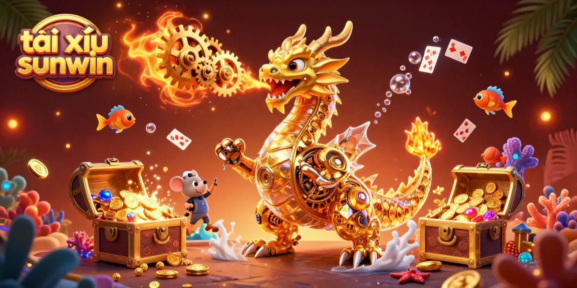 Experience the thrill of tài xỉu sunwin with a golden dragon and immersive casino elements.