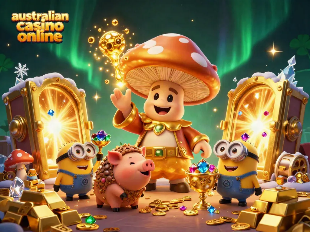 Experience excitement at an australian casino online with a vibrant 3D magical illustration.