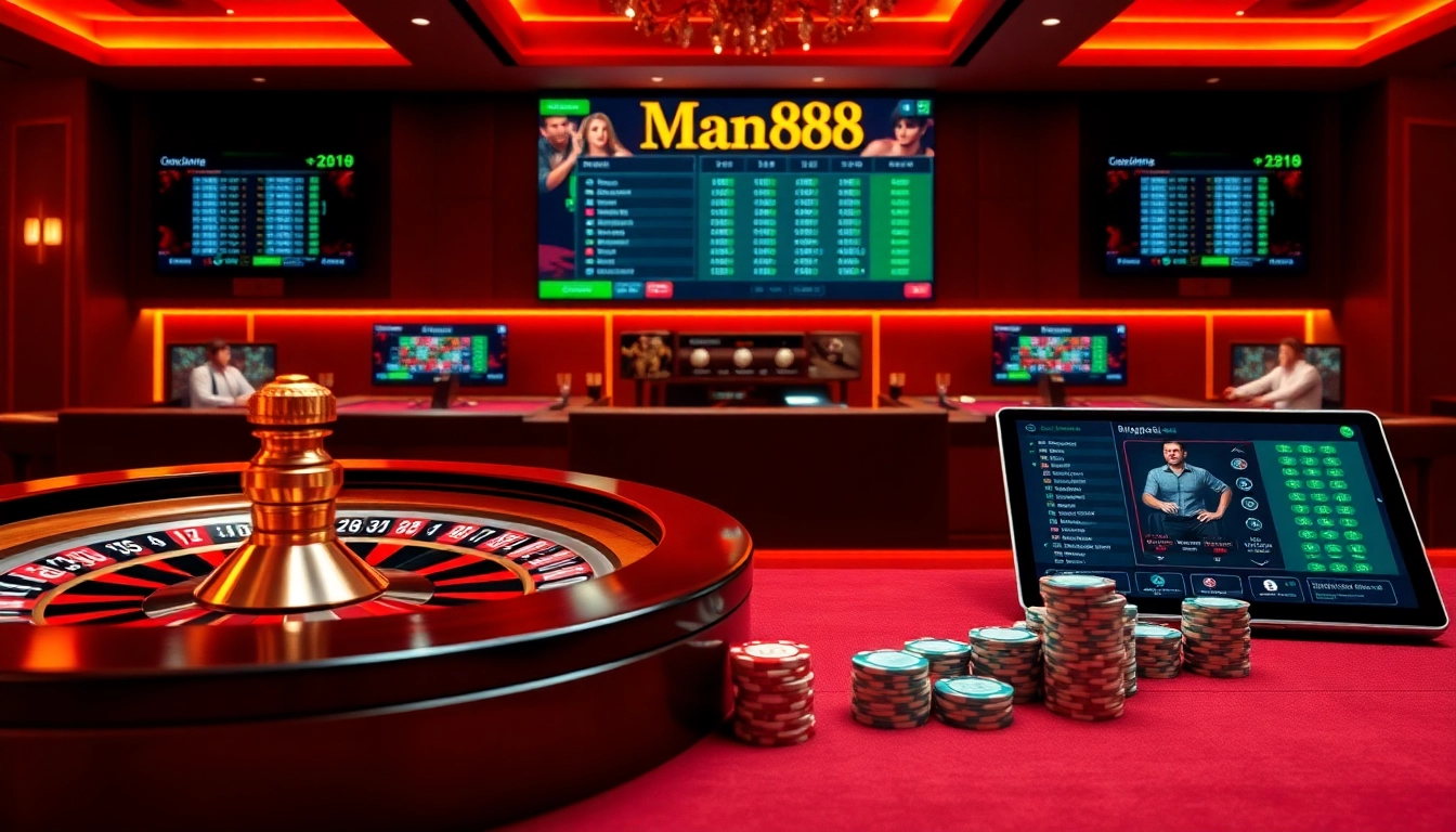 Man88 players engaging in thrilling casino games, exploring betting strategies and immersive experiences.