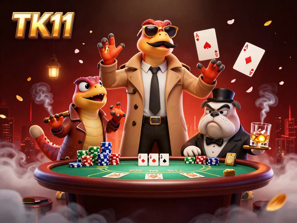 Catch the thrilling TK11 scene of raptors trying to sneak into a casino with poker elements.