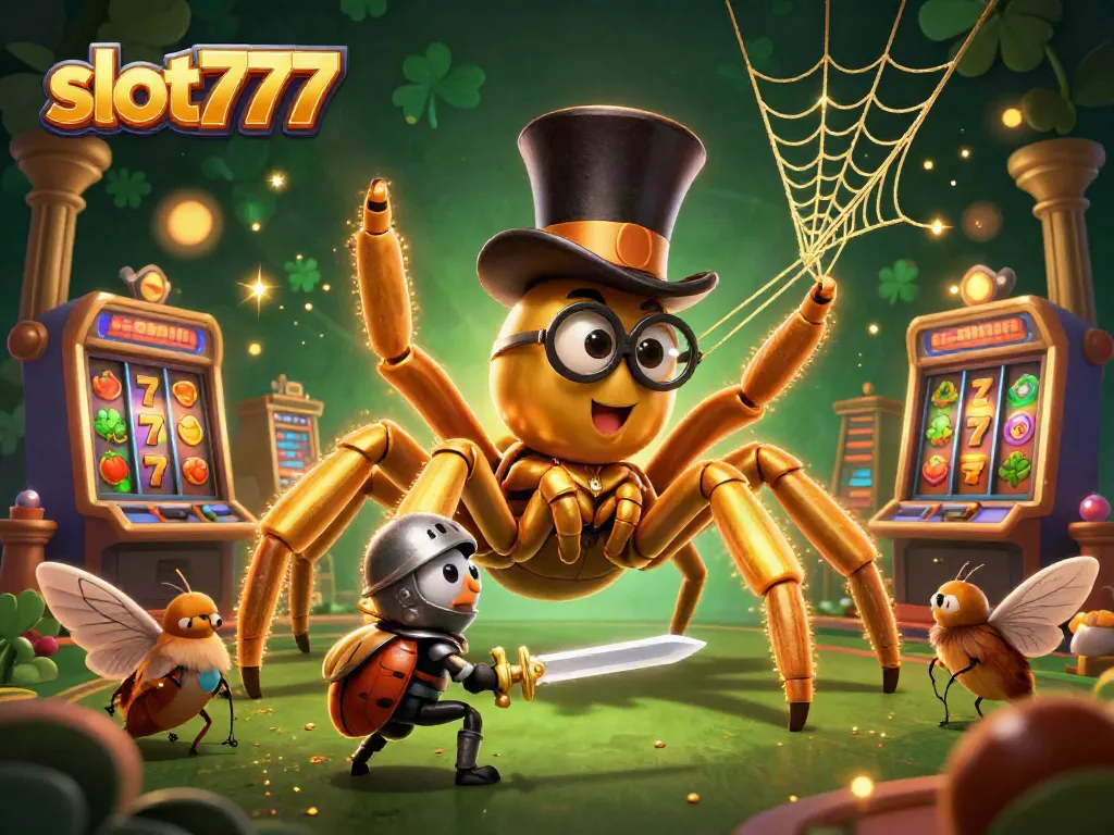 Mainkan slot777 dengan simbol keberuntungan 7 dan mesin slot yang berputar di dalam ilustrasi 3D yang menakjubkan.