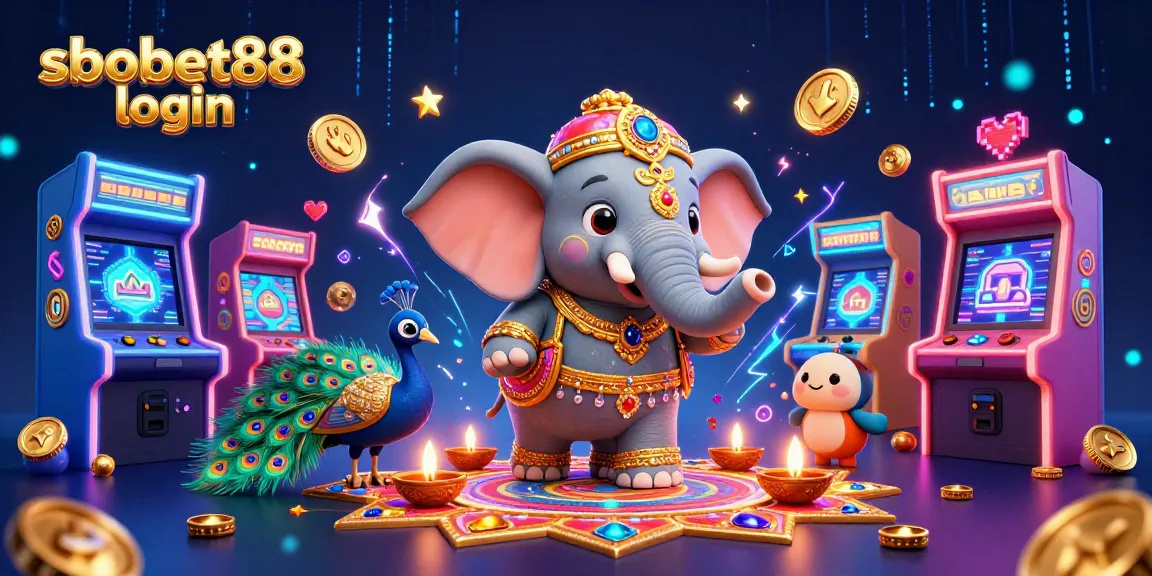 Experience sbobet88 login with a vibrant illustration showcasing Asian-style gaming elements and bold casino features.