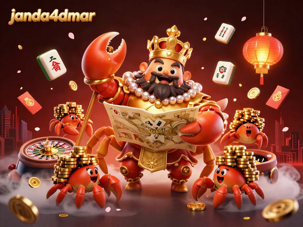 Permainan kartu dan kemewahan bersama janda4dmar dalam ilustrasi kasino digital yang megah.