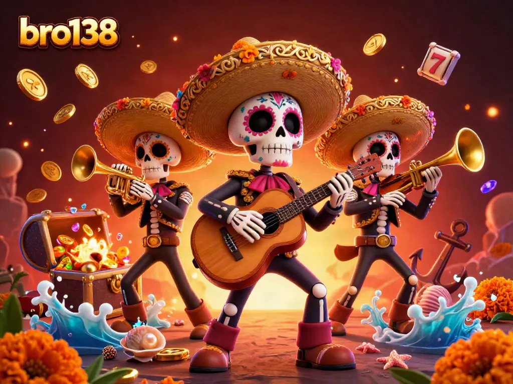 Engage with bro138 through an exciting casino scene filled with slot reels and vibrant characters.