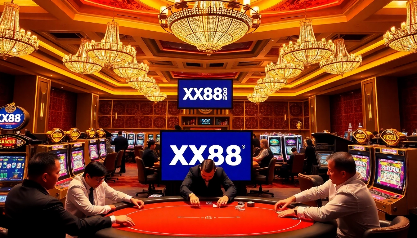 Exciting poker game session at XX88 casino, showcasing luxury and strategic play.