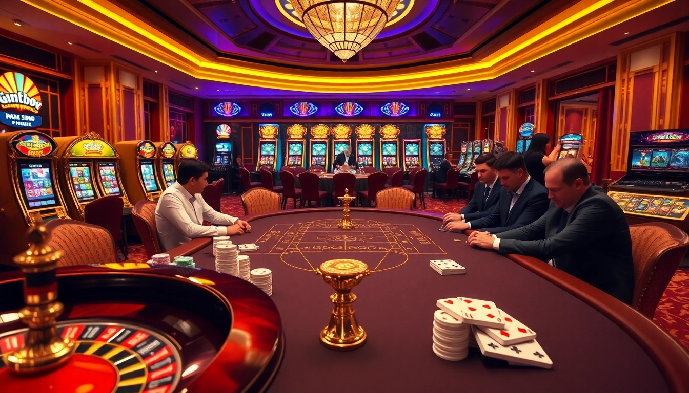 Players enjoying a thrilling game at mm88 casino's luxurious poker table.
