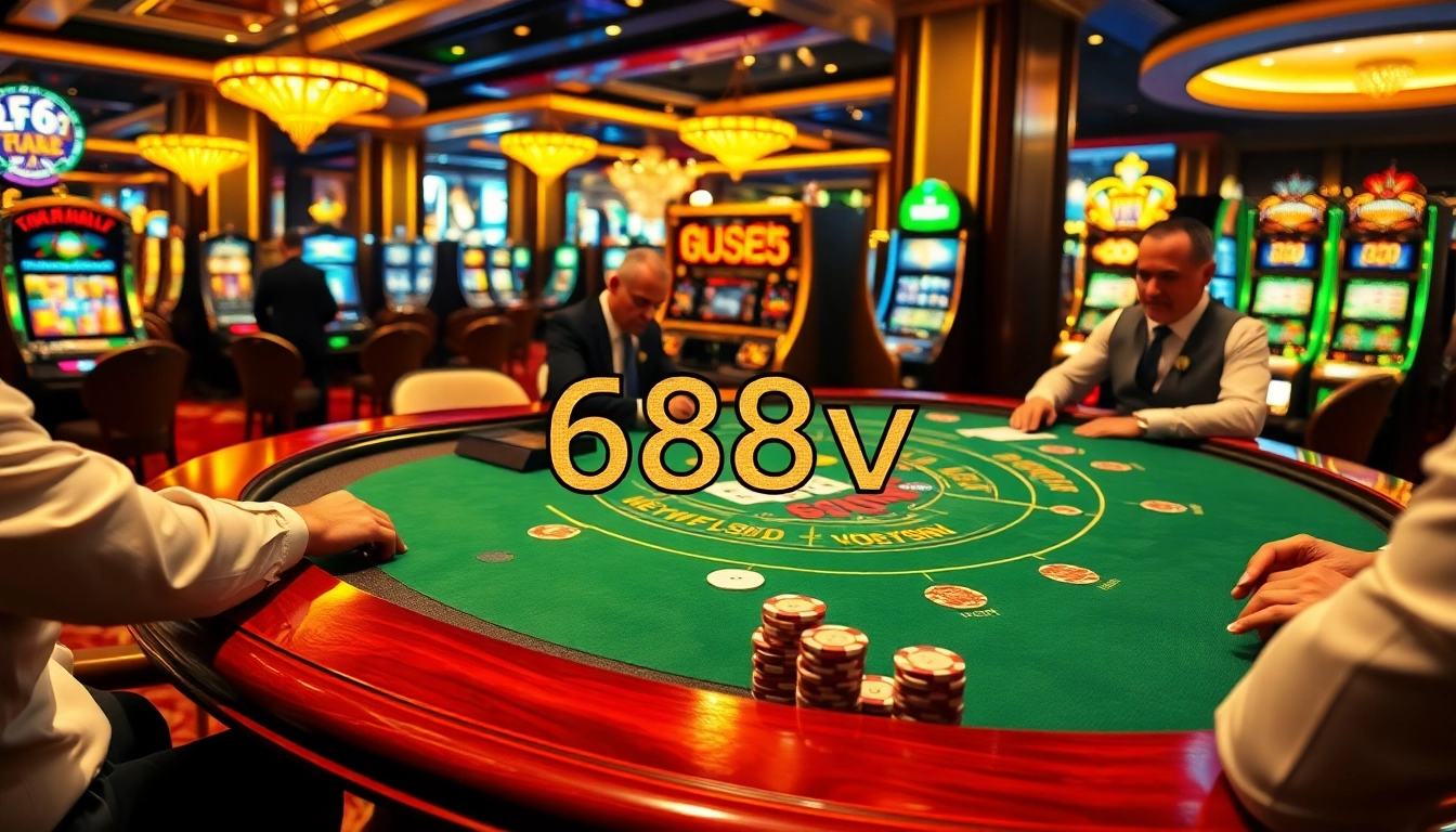 Experience high-stakes blackjack excitement at 688v casino table in a luxurious setting.