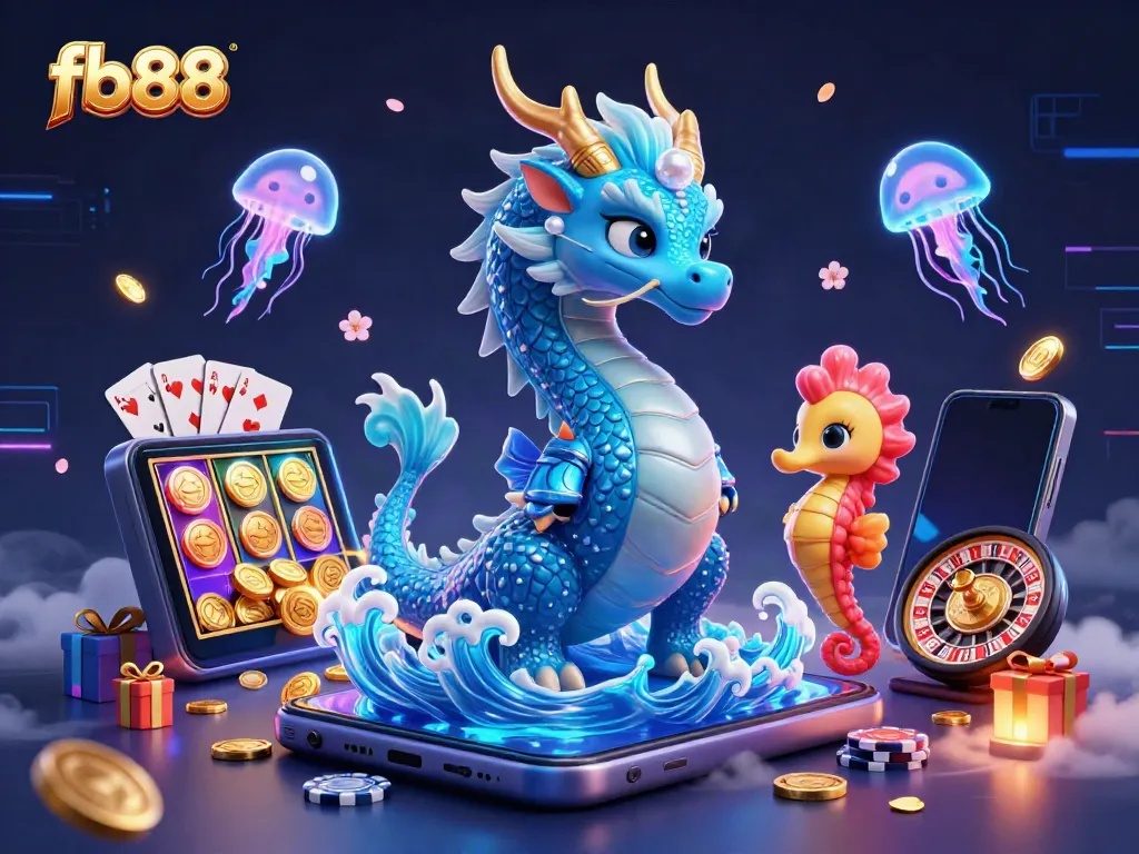 Engage in thrilling gaming at fb88 with this captivating 3D illustration featuring vibrant casino elements.