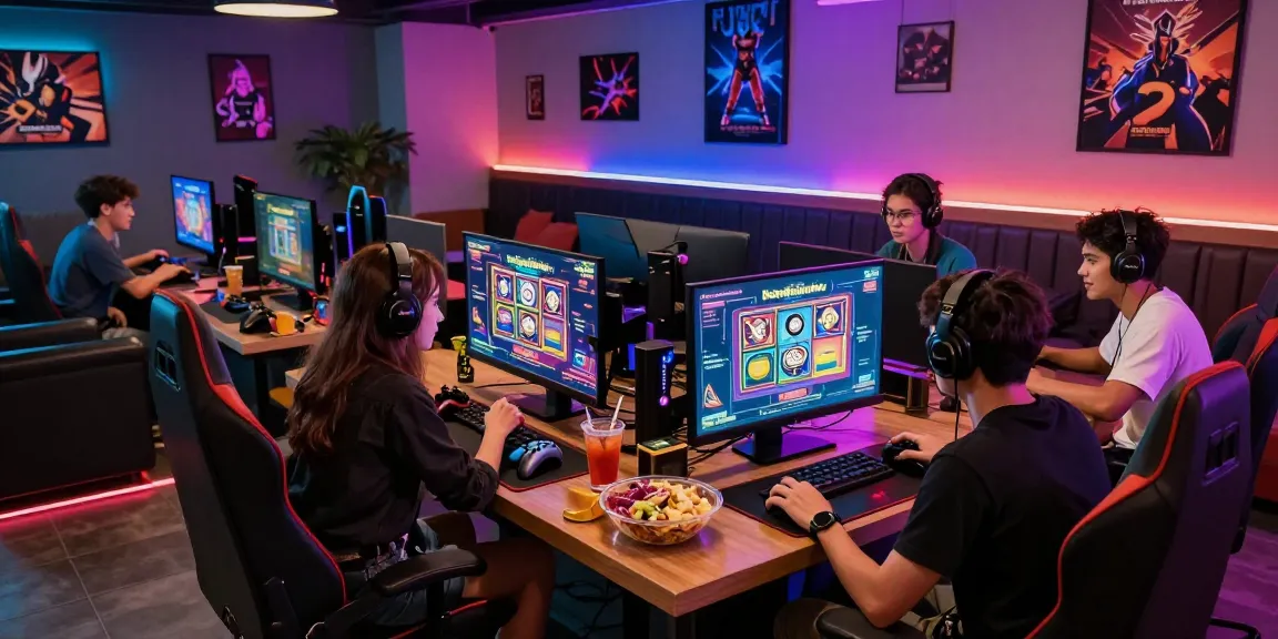 Friends enjoying a fun gaming night on Pajaktoto with vibrant visuals and snacks.