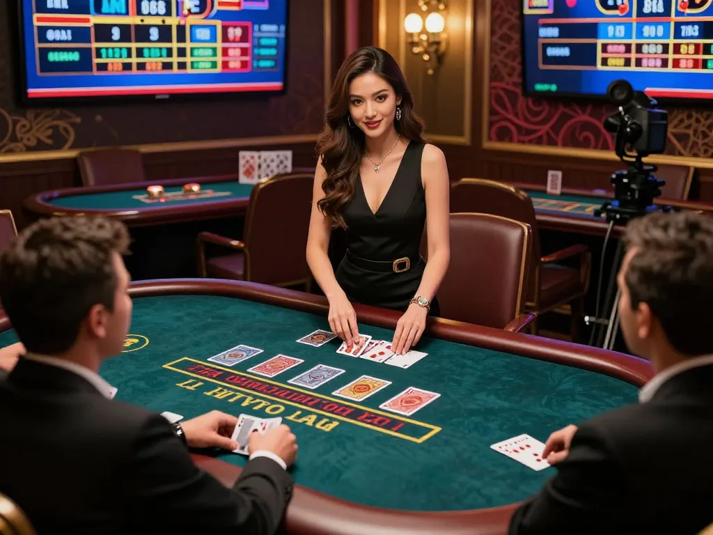 Players engaging at CM88 online casino's live dealer game with dynamic betting options and elegant ambiance.