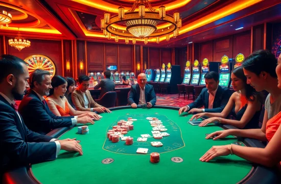 Experience the thrill of chơi game mmoo at an exciting poker table with vibrant chips.
