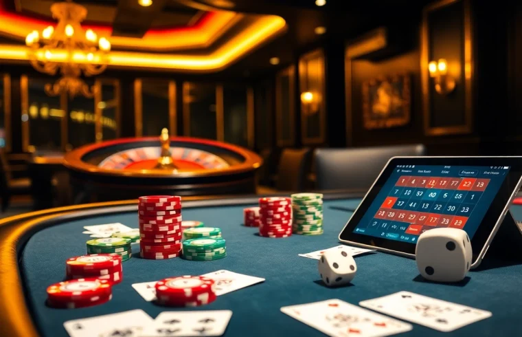 Experience the thrill of gambling at 88i with vibrant poker chips and a spinning roulette wheel.