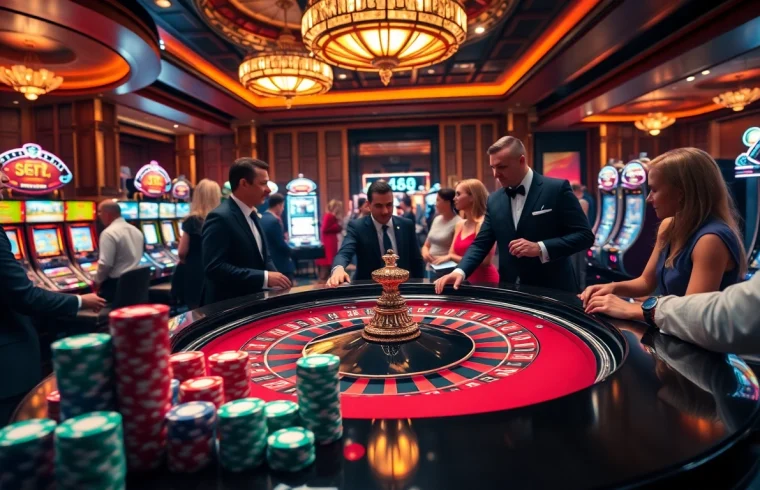 Engaging gamblers at a roulette table, showcasing the thrilling environment of https://go88vn.id/ casino.