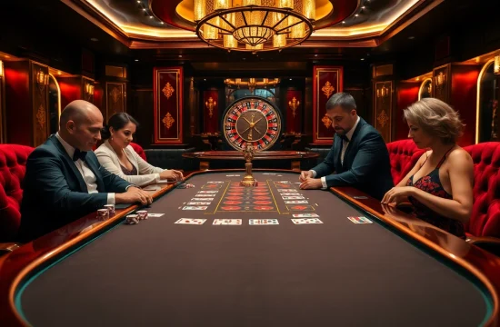Engage in thrilling poker action at https://www.eejl33.com/, showcasing a vibrant casino atmosphere.