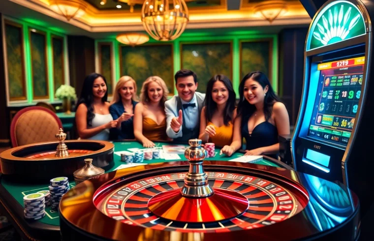 Players enjoying a thrilling moment at 789club's poker table, showcasing excitement and strategy.