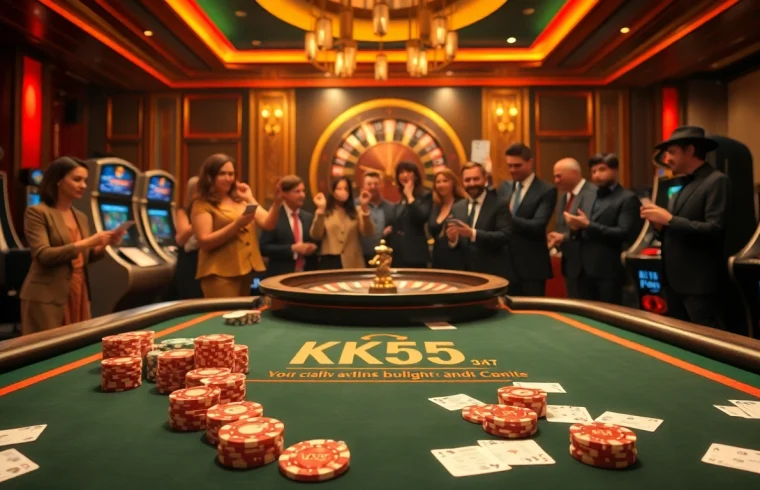 Experience the thrill of gambling at KK55 with an exciting poker game and lavish casino environment.
