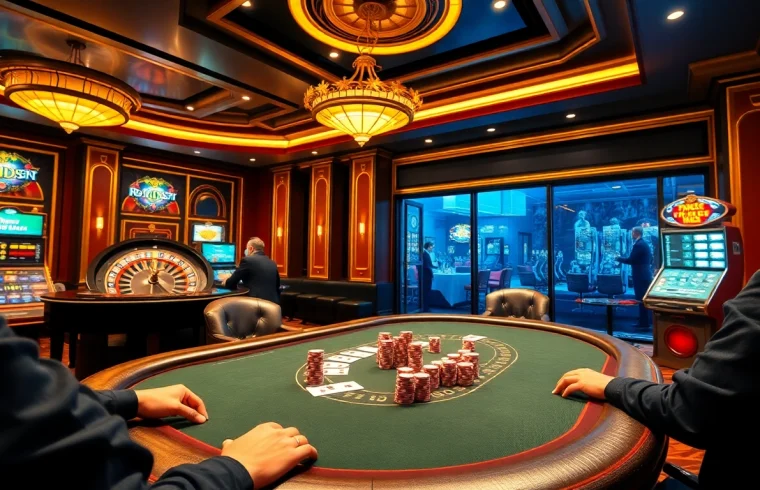 Experience thrilling gameplay on rikvip with vibrant casino tables, cards, and dynamic slot machines.