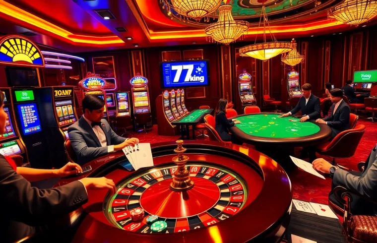 Exciting casino action at 79king featuring players engaged in roulette and poker.
